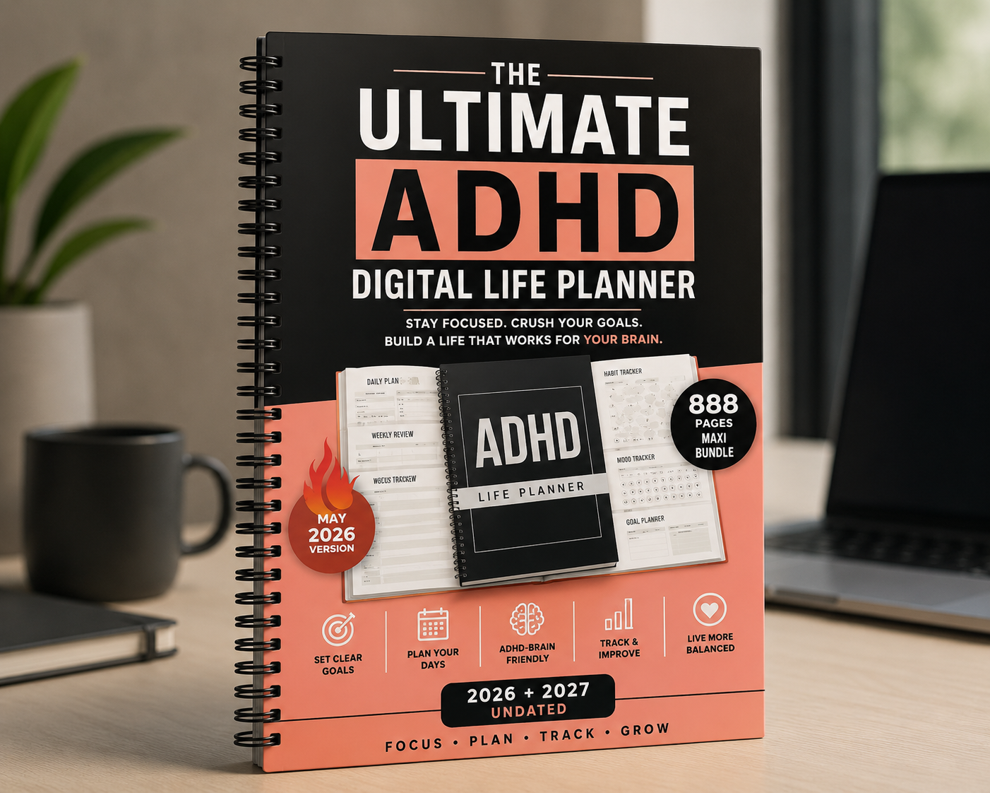 The Ultimate Digital Life Planner 2026–2027 | 888+ Page ADHD Productivity Planner | Printable & Digital Planner Bundle